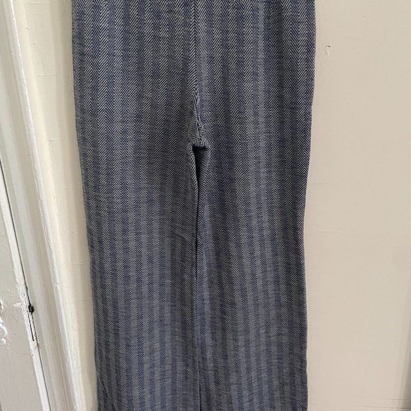 Vintage Wool Blue/Grey Chevron Flared Trousers, elastic waist - Picture 4 of 6